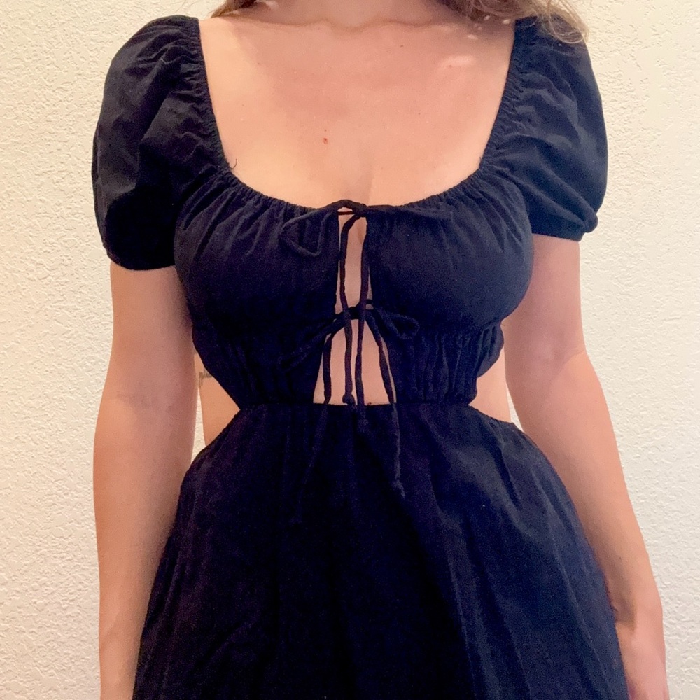Black Cotton Dress with cutouts